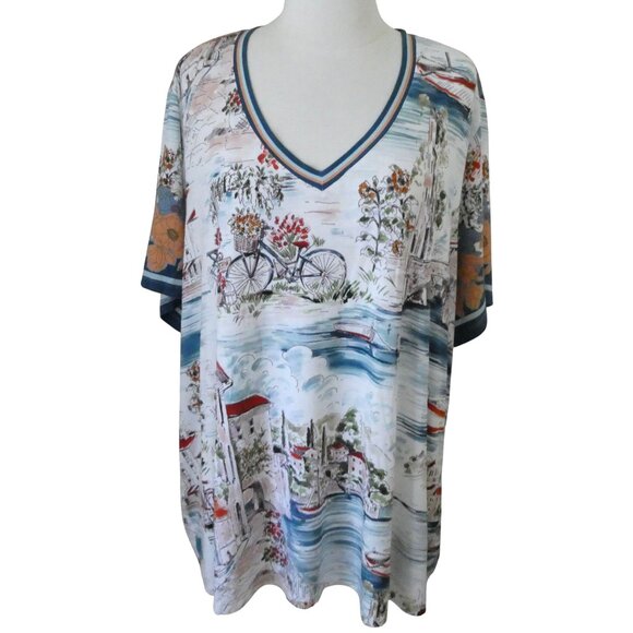 JOHNNY WAS Janie Favorite swing tee sz 3x Vakash travel print - Picture 2 of 6